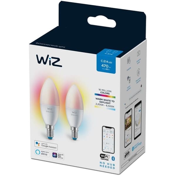 WiZ Lyskilde WCA 4,9W C37 E14 WiFi 2pk