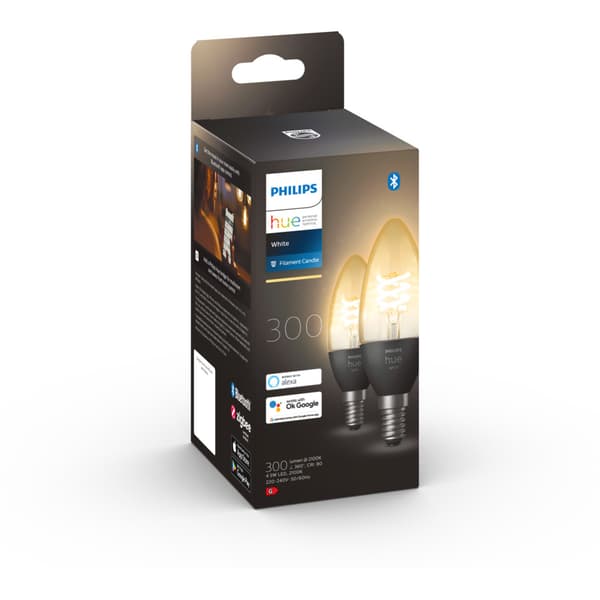 Philips Hue W Lyskilde 4.5W Filament Candle E14 2pk