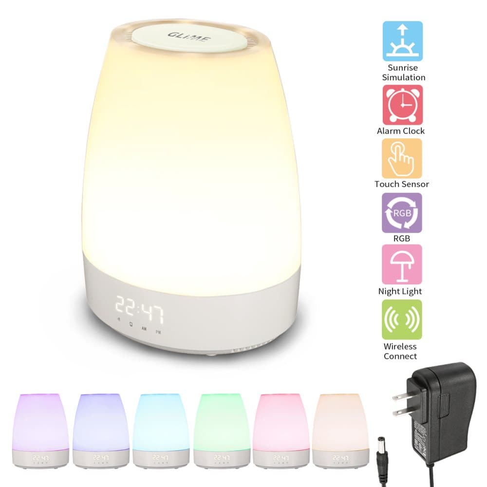 USB LED Wake Up Night Light Bordslampa Inbyggd Bluetooth-spelare Väckarklocka EU-kontakt