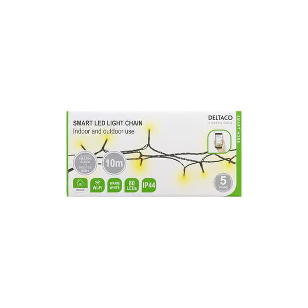 Smart Home WiFi ljusslinga inne/ute Varmvit 80LED 10m Google