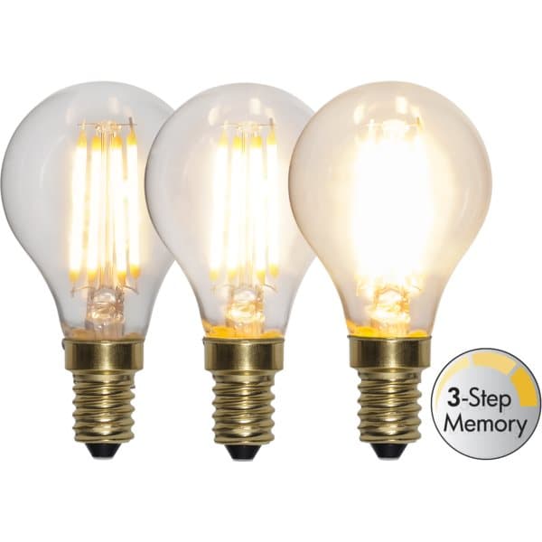 LED-Lampa E14 P45 Soft Glow 3-Step Memory