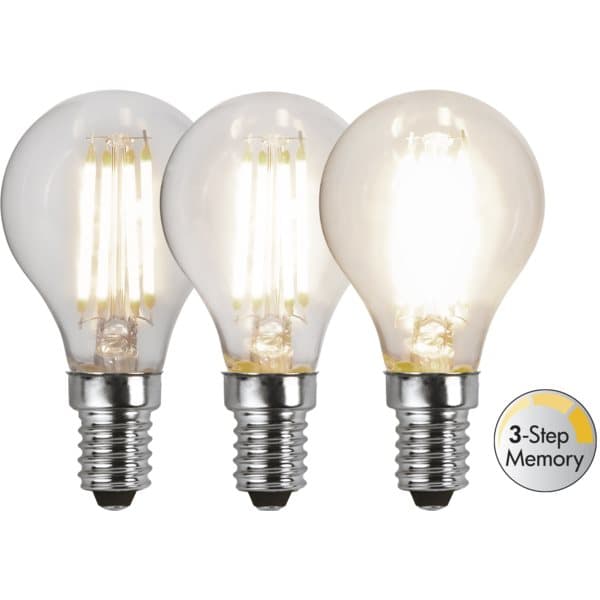 LED-Lampa E14 P45 Clear White 3-Step Memory