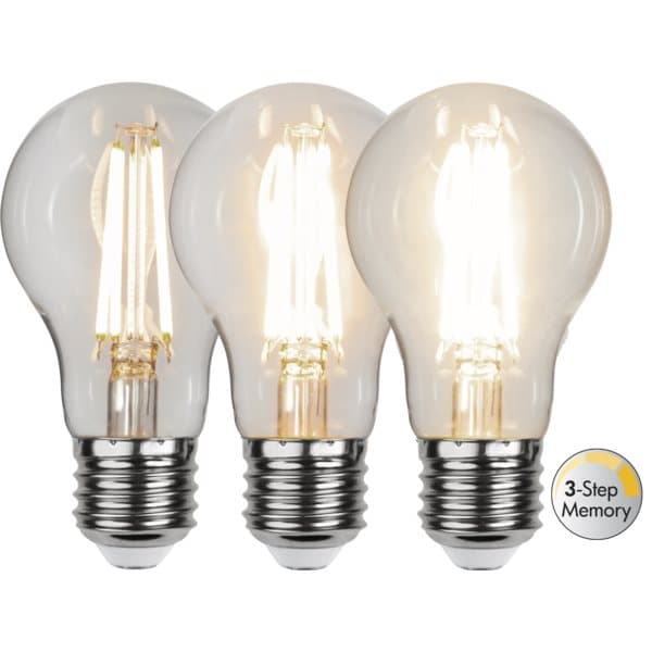 LED-Lampa E27 A60 Clear 3-Step Memory