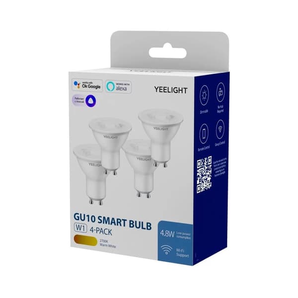 Yeelight YLDP004 W1 GU10 Wi-Fi dimbar smart glödlampa 4 delar