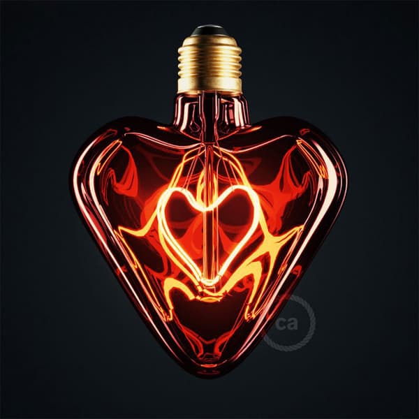 Creative Cables Led Pære Dl700183.0da Heart E27 5w 110 Lumens 2000k Rød