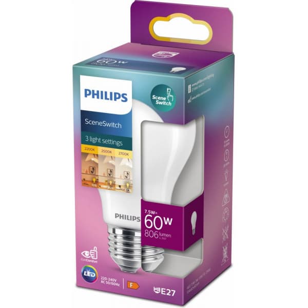Philips SceneSwitch 806 lm LED-smartlampa med inbyggd dimmerfunktion, E27-sockel