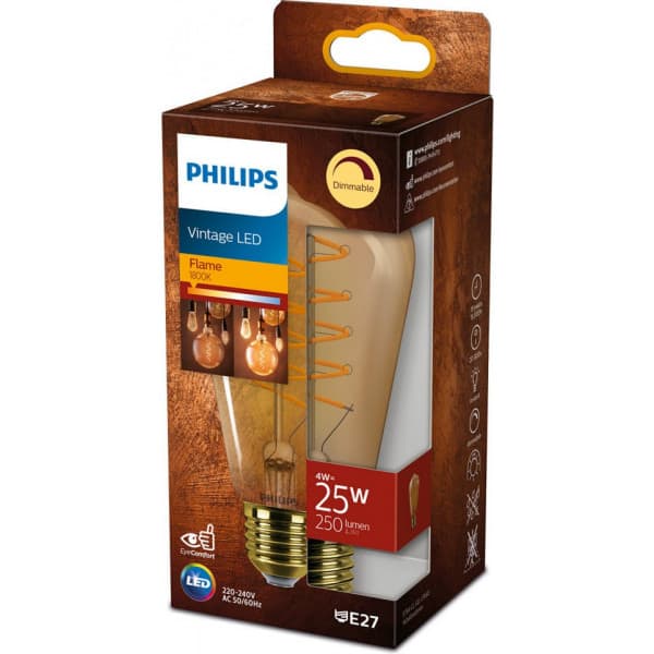 Philips Vintage LED-filamentlampe, E27, 1800 K, dæmpbar