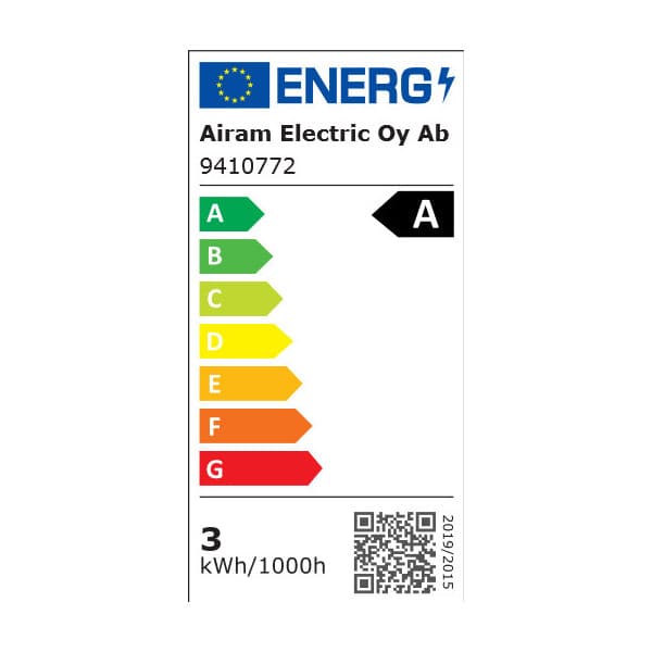 Airam LED G95 -lampa, E27, 3000K, 470lm, klarglas