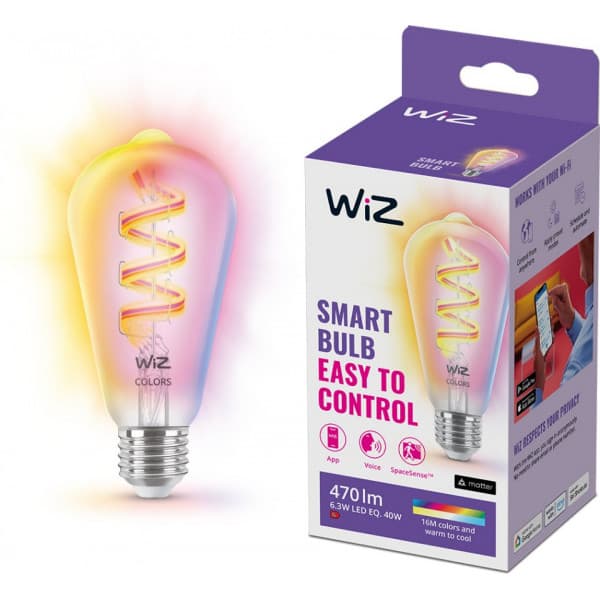 WiZ smartlampa, E27, ST64, RGB, Wi-Fi, 2200-6500 K, 470 lm, 1 st