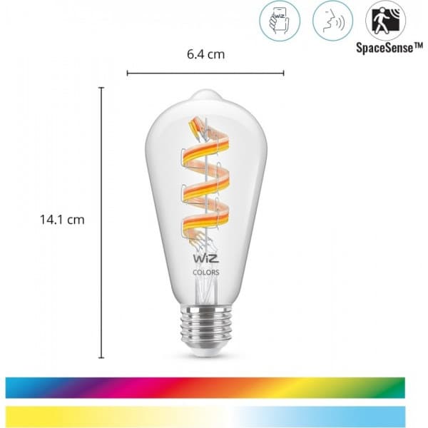 WiZ smartlampa, E27, ST64, RGB, Wi-Fi, 2200-6500 K, 470 lm, 1 st