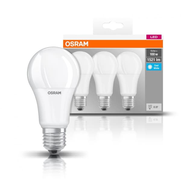 SET 3 becuri LED Osram, soclu E27, putere 14W, forma clasic, lumina alb, alimentare 220 - 240 V, "000004058075819559" (timbru verde 1.35 lei)