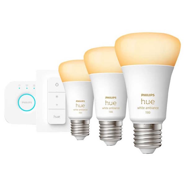 Philips Hue White ambiance Startpaket: 3 st E27 ljuskällor (1100lm) + Dimmer switch