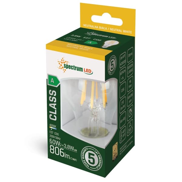 Led-Lampa Neutral 3,8W E27 230V Woj+14640