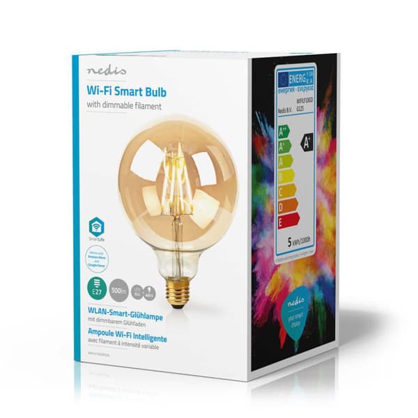 Nedis WIFILF10GDG125 Wi-fi Smart LED-lampa med glödtråd E27 125mm 5W 500 Lm