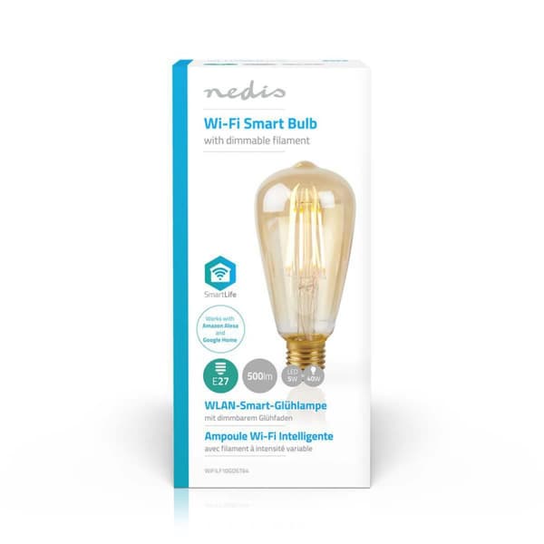 Nedis WIFILF10GDST64 Wi-fi Smart LED-lampa med glödtråd E27 St64 5 W 500 Lm