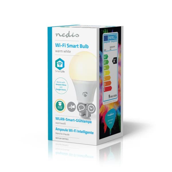 Nedis WIFILW12WTB22 Smartlife Led Pære Wi-fi B22 800 Lm 9 W Varm hvid 2700 K Energiklasse: A+ Android™ & iOS A60