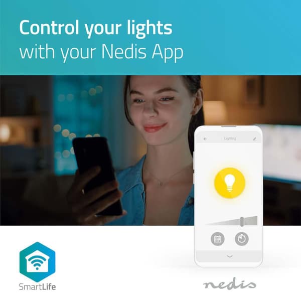 Nedis WIFILW12WTB22 Smartlife Led Pære Wi-fi B22 800 Lm 9 W Varm hvid 2700 K Energiklasse: A+ Android™ & iOS A60