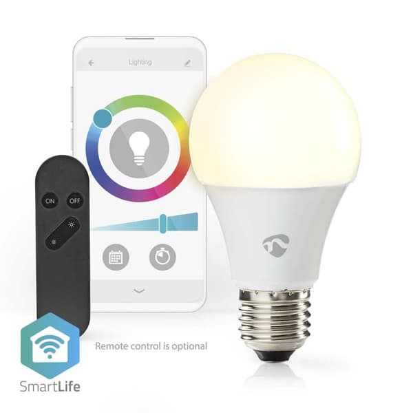 Nedis WIFILRC10E27 Smartlife Flerfärgslampa Wi-fi E27 806 Lm 9 W Rgb / Varm Till Cool Vit Android™ / Ios Peer