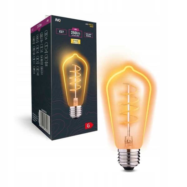 LED-pære GULD ST64 E27 4W 2700K spiralformet