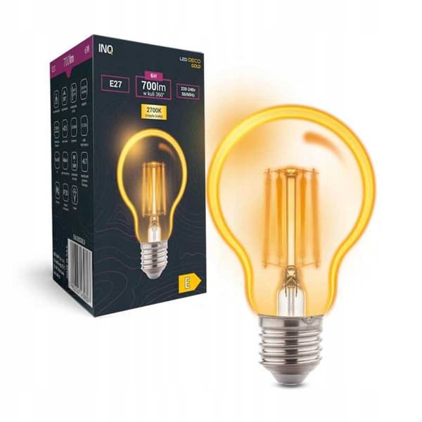 LED-pære glødetråd GULD A60 E27 6W 700lm 2700K