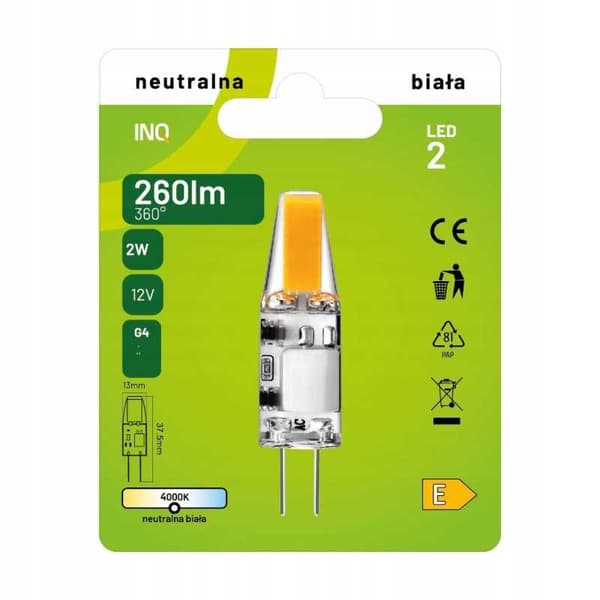 LED-pære G4 12V 2W 260lm 2700K INQ
