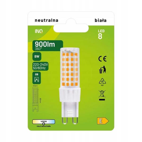 G9 LED-pære 8W 900lm 4000K INQ