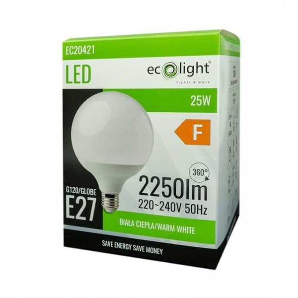 LED-lampa G120 GLOBE E27 25W 3000K 2250lm