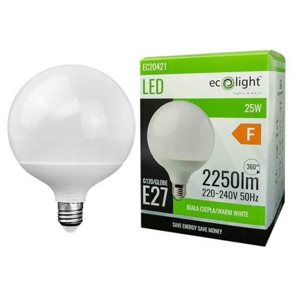 LED-lampa G120 GLOBE E27 25W 3000K 2250lm