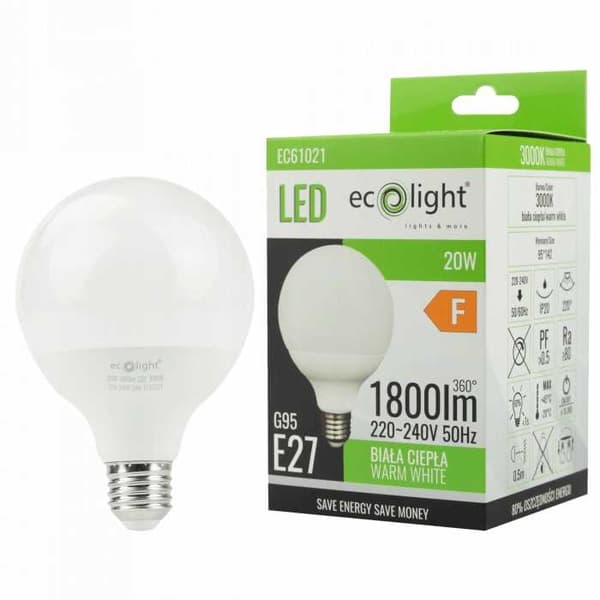 G95 E27 LED-lamppu 20W 3000K