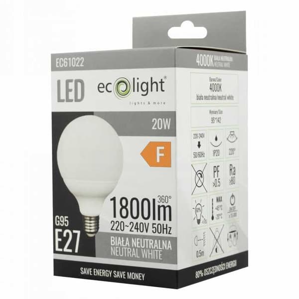 G95 E27 LED-lampa 20W 4000K