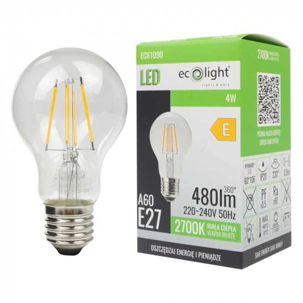 LED-pære FILAMENT GLS A60 E27 4W 2700K