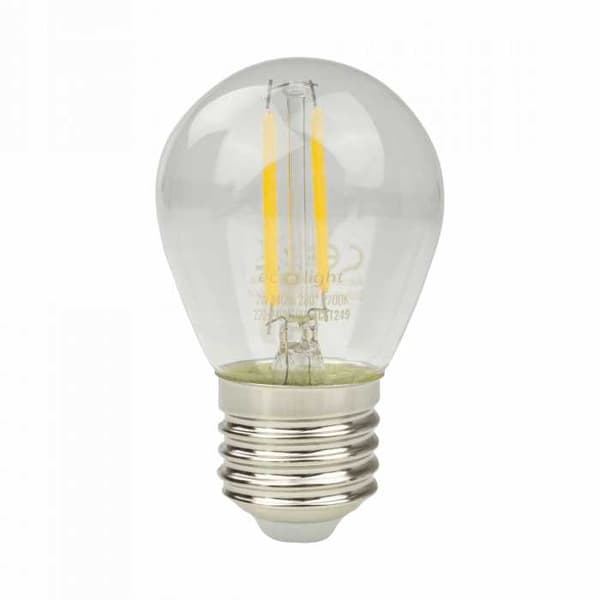 LED-pære FILAMENT-kugle G45 E27 2W 2700K