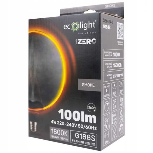 LED-pære SERIE ZERO 4W 100lm E27 G188 Røg