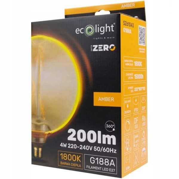 LED-lampa SERIE ZERO 4W 200lm E27 G188 Bärnsten