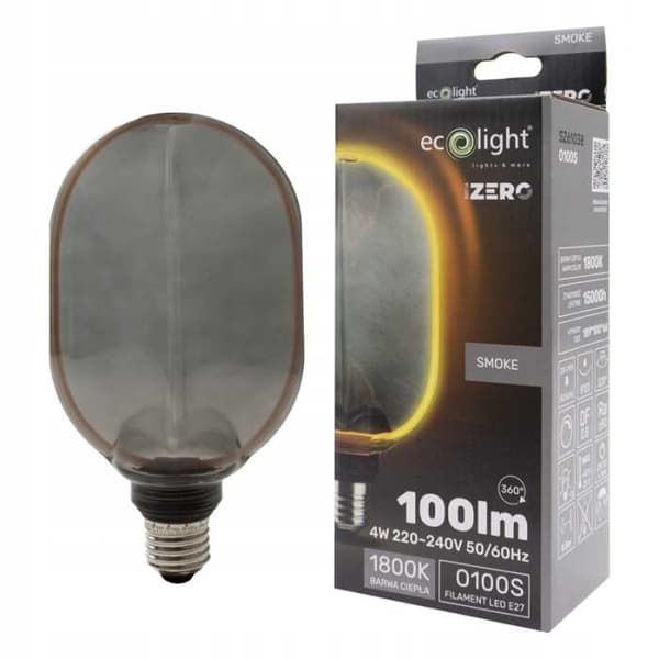 LED-lampa SERIE ZERO 4W 100lm E27 O100 Rökfärgad