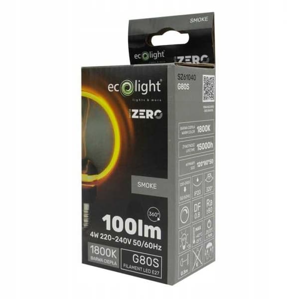 LED-pære SERIE ZERO 4W 100lm E27 G80 Røg