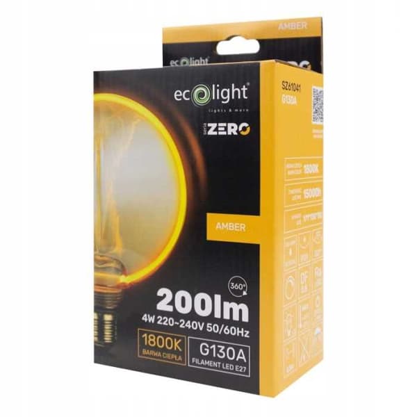 LED-pære SERIE ZERO 4W 200lm E27 G130 Rav