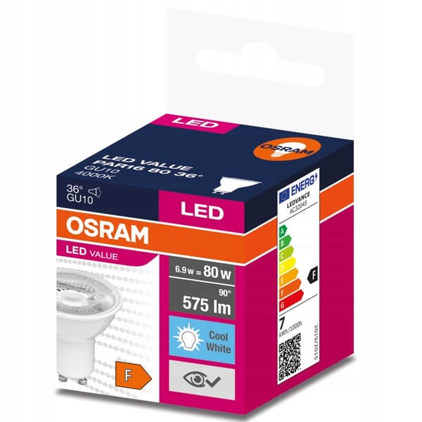 OSRAM GU10 LED-pære 6,9w 4000K 36°