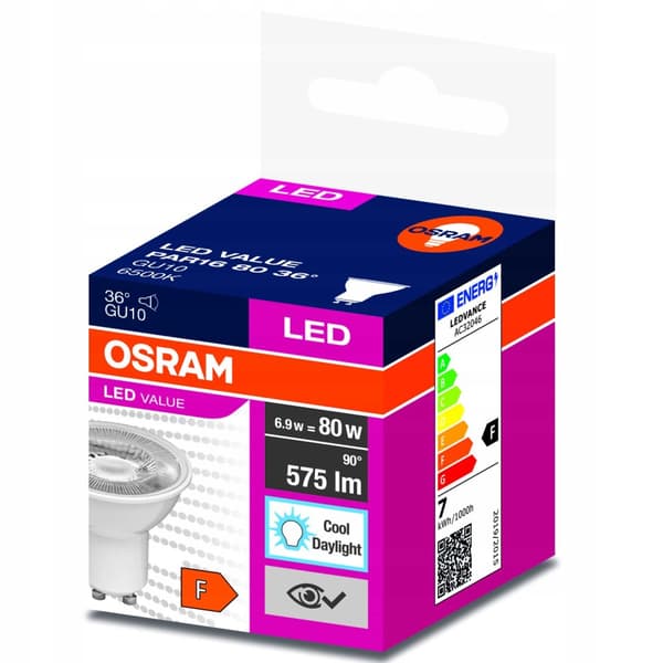 OSRAM GU10 LED-pære 6,9w 6500K 36°