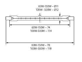 Halogenpære 60W 78MM. 230V