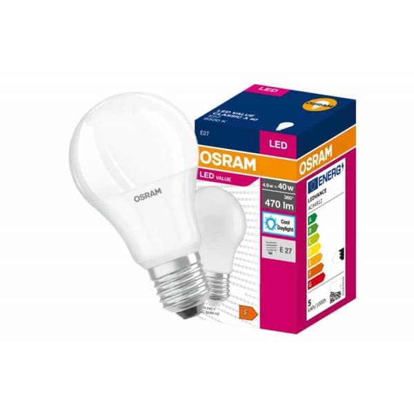 A60LED E27 OSRAM 4,9 W 6500 K -lamppu
