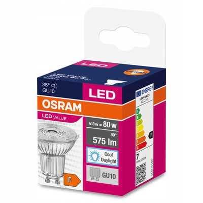OSRAM GU10 LED-pære 6,9w 6500K 36° GLAS