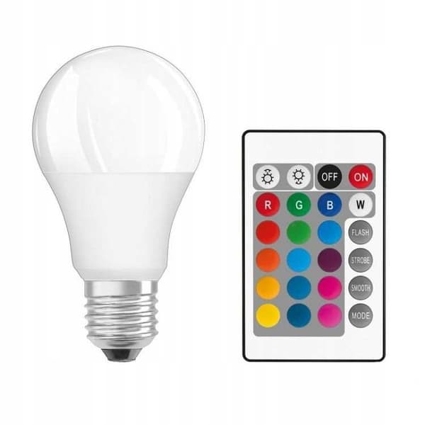 LED-pære A60 RGB E27 8W + EcoLight fjernbetjening