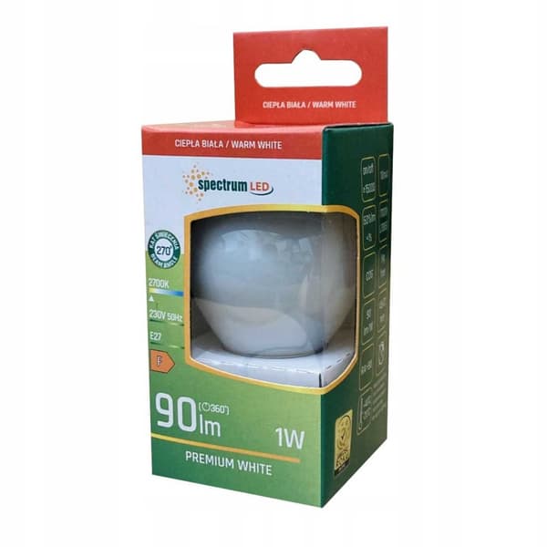 LED-pære MILK G45 kugle E27 1W varm