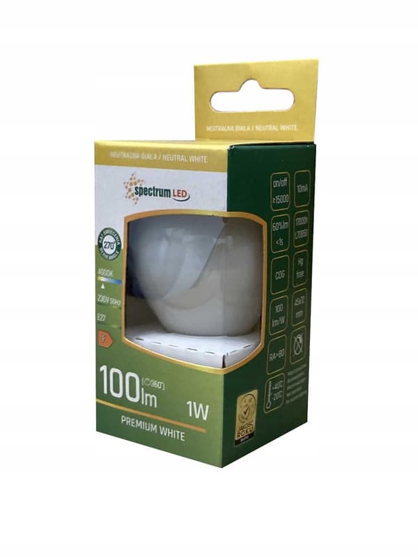 LED-pære MILK G45 kugle E27 1W Neutral