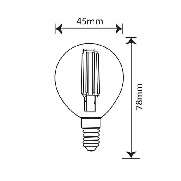 LED-filamenttilamppu G45-pallo E14 4W 3000K