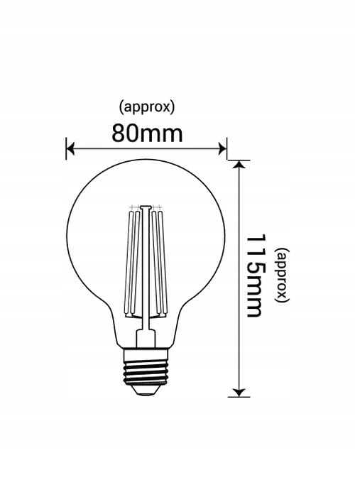 LED-filamenttilamppu G80, pallomainen, E27, 4W, 3000K