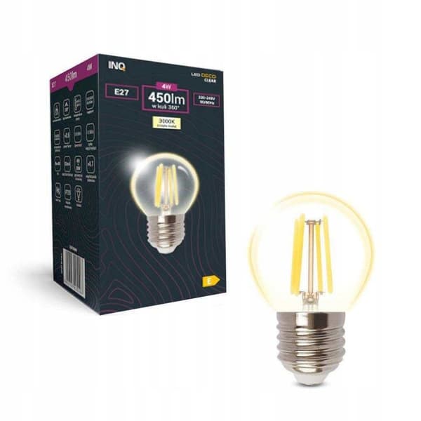 LED-glödlampa med glödtråd G45 kula E27 4W 3000K