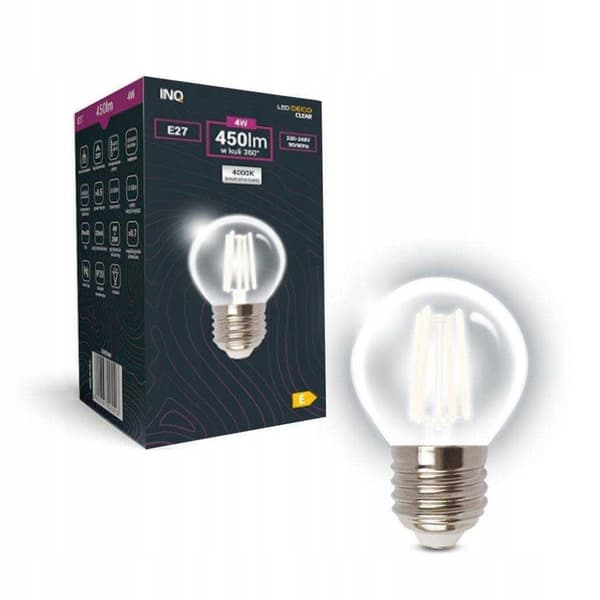 LED-pære med glødetråd G45 kugle E27 4W 4000K