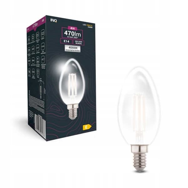 Filament LED C37 kertepære E14 4W 4000K